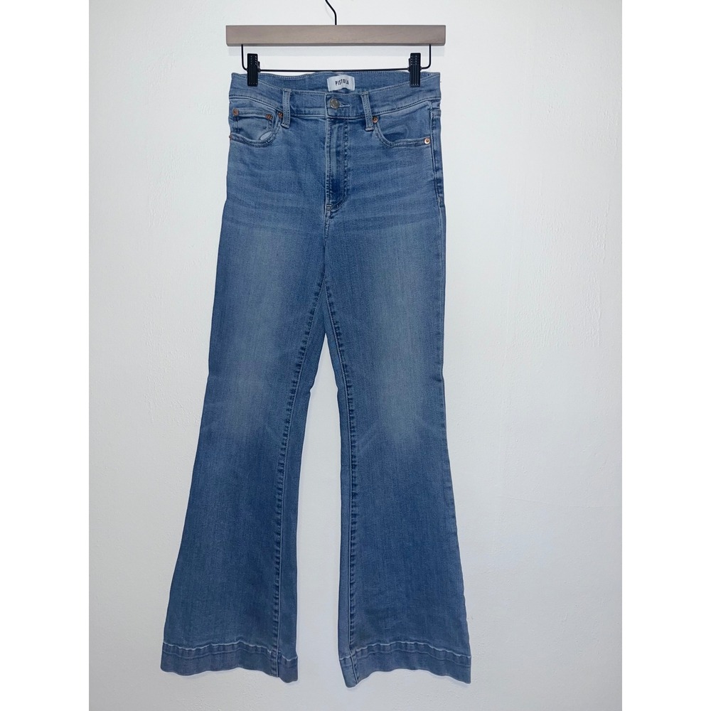 Pistola Womens High Rise Flare Jeans Size 27 Medium Wash Denim Wide Leg